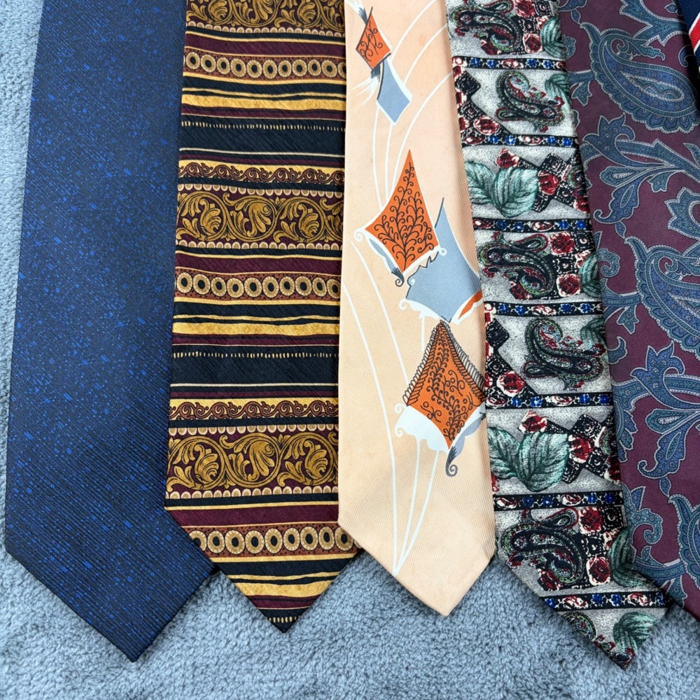 Mens Designer Vintage Necktie Lot 10pc Oscar de la Renta Van Heusen Wembley MMA View 2